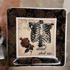 Skeleton and Rose Decorative Plate